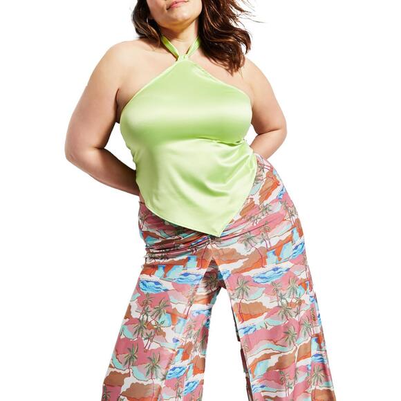 Royalty By Maluma Tops - Royalty By Maluma Womens Sateen Pullover Halter Top , Green , XXXLarge
